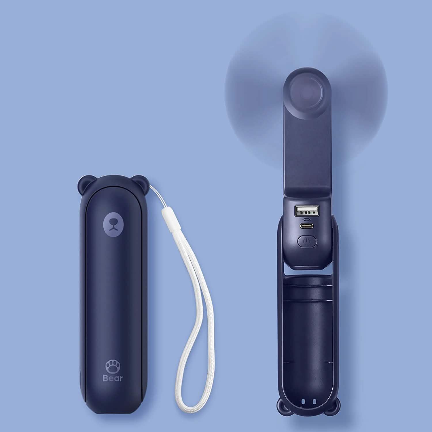 JISULIFE 3-in-1 Portable Small Pocket Fan with Power Bank